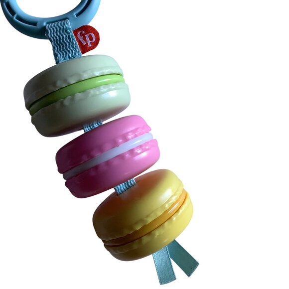 Fisher-Price Macaron Themed Clip-On Baby Teether Toy Multi-Color Soft Rattle - Picture 4 of 5
